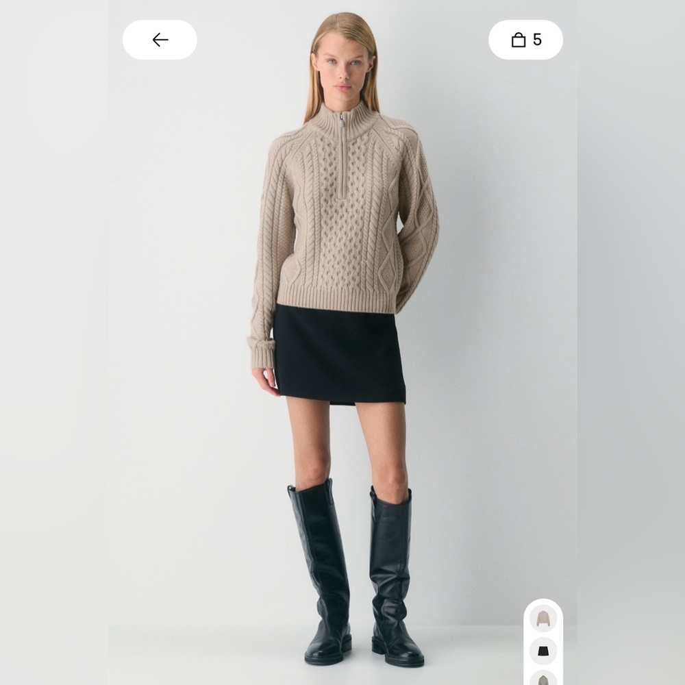 Aritzia Heritage Knit Merino Wool 1/4 zip sweater NWT